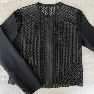 Elie Tahari Laser Cut Leather Jacket